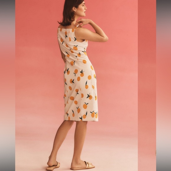 Anthropologie Maeve Dylan Mierzwinski Colette Midi Dress Sz S Cream Orange NWT - Picture 3 of 10